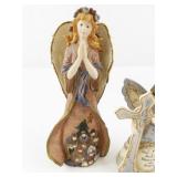 Pair of Angel Figurines - Praying and Cross Motif