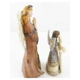 Pair of Angel Figurines - Praying and Cross Motif