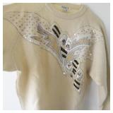 Susann D Cream Sweater with Sequin and Bead Embellishment Size L