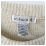 Susann D Cream Sweater with Sequin and Bead Embellishment Size L