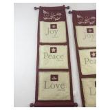 Set of 2 Fabric Hanging Holiday Wall Pockets Joy Peace Love