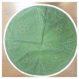 Green Christmas Tree Skirt with Bell and Tree Embroidery