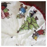 Vintage Felt Christmas Tree Skirt with Sequined Animal Appliques