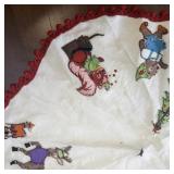 Vintage Felt Christmas Tree Skirt with Sequined Animal Appliques
