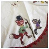 Vintage Felt Christmas Tree Skirt with Sequined Animal Appliques