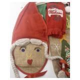 Collection of Vintage and Handmade Christmas Linens, Stockings, and Decor