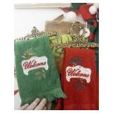 Collection of Vintage and Handmade Christmas Linens, Stockings, and Decor