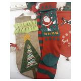 Collection of Vintage and Handmade Christmas Linens, Stockings, and Decor