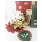 Collection of Vintage and Handmade Christmas Linens, Stockings, and Decor