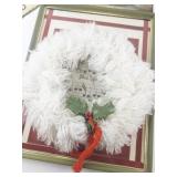 Assorted Christmas Holiday Decor Lot with Signs, Santa Hat, and Wreath
