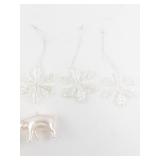Set of 5 Snowflake Ornaments with Cat and Pig Figurines