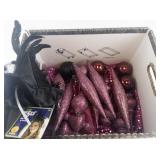 Collection of Pink Glitter Christmas Ornaments and Decorative Halloween Accessory