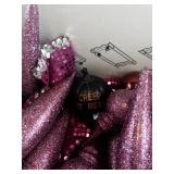Collection of Pink Glitter Christmas Ornaments and Decorative Halloween Accessory