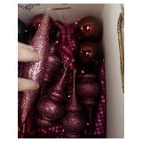 Collection of Pink Glitter Christmas Ornaments and Decorative Halloween Accessory