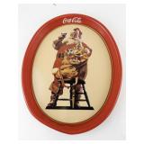 1987 Coca-Cola Santa Claus Tin Serving Tray with Red Rim