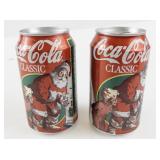 Pair of 1996 Coca-Cola Classic Santa Claus Coin Bank Cans