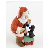 1992 Coca-Cola Santa with Black Dog Christmas Ornament