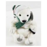 1999 Coca-Cola Collectible Polar Bear Bean Bag Plush Toy with Hat and Scarf