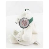 1999 Coca-Cola Collectible Polar Bear Bean Bag Plush Toy with Hat and Scarf