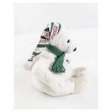 1999 Coca-Cola Collectible Polar Bear Bean Bag Plush Toy with Hat and Scarf