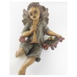 Large Decorative Wall Hanging Angel Figurine with Trumpet and Fruit Basket