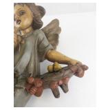 Large Decorative Wall Hanging Angel Figurine with Trumpet and Fruit Basket