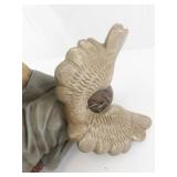 Large Decorative Wall Hanging Angel Figurine with Trumpet and Fruit Basket