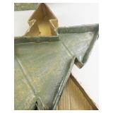 Set of 2 Decorative Paper Mache Christmas Tree Boxes Gold and Green