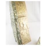 Set of 2 Decorative Paper Mache Christmas Tree Boxes Gold and Green