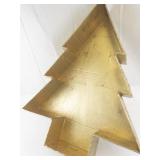Set of 2 Decorative Paper Mache Christmas Tree Boxes Gold and Green