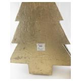 Set of 2 Decorative Paper Mache Christmas Tree Boxes Gold and Green