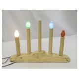 Vintage 5-Light Electric Candle Window Decoration with Color Bulbs, Missing 1 Bulb