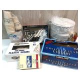 Disposable Partyware Collection with Plates, Cups, and Assorted Cutlery
