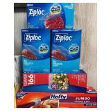 Household Storage and Paper Goods Collection with Ziploc Bags, Bounty Towels, Kleenex and Hefty Sliders