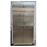 Metal Storage Cabinet with Locking Doors and Casters