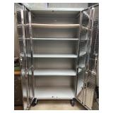 Metal Storage Cabinet with Locking Doors and Casters