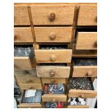 Wooden Multi-Drawer Hardware Cabinet with Assorted Fasteners