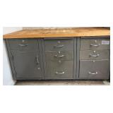 Steel Workbench with Wood Top and Multiple Drawers