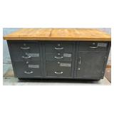 Heavy Duty Metal Workbench with Wood Top and Storage Drawers
