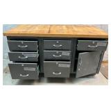 Heavy Duty Metal Workbench with Wood Top and Storage Drawers
