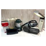 Lot of 6 Household Electronics Including Lanterns, Heater, Alarm Clock, Desk Lamp, Vacuum, and Sealer