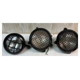 Set of 3 Heavy Duty Utility or Tractor Headlights with Protective Grilles