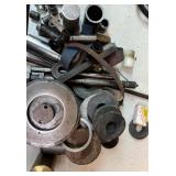 Cabinet of Mixed Industrial Parts Including Oil Filters, Pistons, Bearings, and Hardware