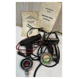 Automotive Diagnostic Tools Lot with Manuals - Compression Tester, Tach Dwell Meter, Timing Light, Vacuum Tester