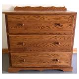 Oak 3-Drawer Chest with Wood Knobs