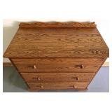 Oak 3-Drawer Chest with Wood Knobs