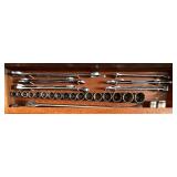 Large Collection of Large Craftsman, SAE Box-End Wrenches and Sockets with Ratchet and Extensions