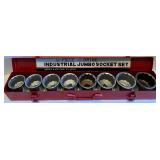 9-Piece Industrial Jumbo 12-Point Socket Set with Metal Case