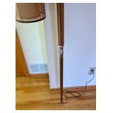 Mid Century Tension Pole Floor Lamp with Dual Woven Shades