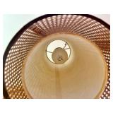 Mid Century Tension Pole Floor Lamp with Dual Woven Shades